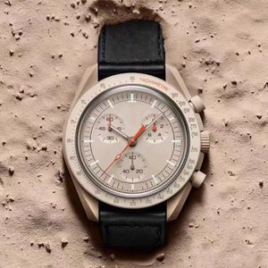 Bioceramic Mens 6 Pins Moon Earth Watches 쿼츠 크로노그래프 시계 Mission To Mercury 42mm 나일론 James Montre De Luxe 한정판 마스터 손목시계