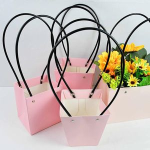Gift Wrap Portable Flower Box Waterproof Paper Handbag Packaging Bag Wedding Rose Party For Candy Cake BirthdayGift