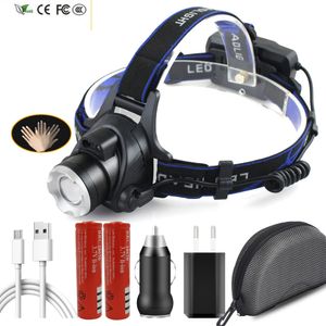 New Flashlight Head Light Torch Lamp Bulbs XHP100 9-CORE Body Motion Sensor USB Rechargeable LED Headlamp Headlight Camping