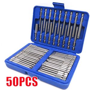 Hand Tools 50pc 75mm Extra Long Magnetic Screwdriver Bit Set Security Head 1/4 Bits Kit Torx Star Hex Spline SetHand