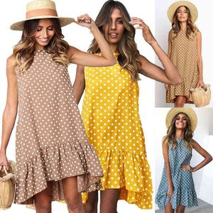 Maternity Polka Dot Dresses Fashion Summer Pregnant Women Loose Ruffles Vestidos Pregnancy Ladies Sleeveless Clothing G220309