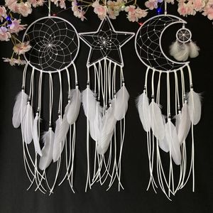 Tapissries Pieces Dream Catcher Moon Sun Star Design handgjorda traditionella vita svarta för vägg hängande hem dekorationtapestries