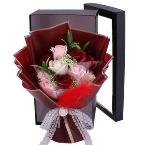 11PCS Handmade Creative Soap Flowers Rose Bouquet Gift Box Simulation Decorative Flower Valentines Day Birthday Decor322Y