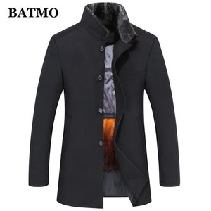 BATMO nuovo arrivo inverno di alta qualità woolfake pelliccia fodera trench uomo giacche di lana ispessita più il formato M 867 LJ201110