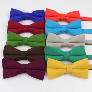 Bow Ties Mens Solid Color Tie Flexible Bowtie Smooth Necktie Soft Cotton Linen Butterfly Decorative Pattern Fier22