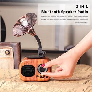 Altoparlante Bluetooth Scatola portatile in legno retrò Mini altoparlante wireless esterno per sistema audio TF Radio FM Musica Subwoofer MP3