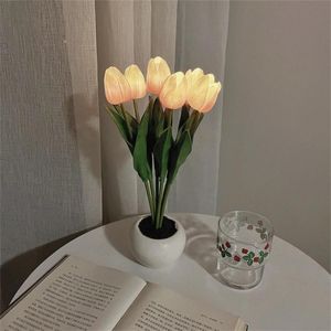 테이블 램프 튤립 꽃 조명 LED 야간 램프 책상 시뮬레이션 분위기 거실 EL 장식 OrnamentStable
