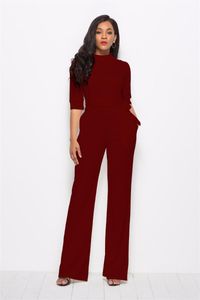 Women's Jumpsuits & Rompers Style Classic Jumpsuites Sexy Pure Color Five Cent Sleeve Stand-up Collar Long Leg Elegant Women SleevelessWomen