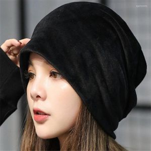 Casual Casual Veludo de Velvet Quente Chapéus de Hip Hop Para Mulheres Mulheres Baggy Skullies Beanies Hat Hat Fashion Cap Women30 Beanie/Skull Caps Eger22