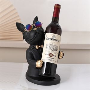 Strona główna Akcesoria do dekoracji, miniaturowanie figurki, rzeźba buldog francuski, stojak na wino, wystrój stołowy, nowoczesny, pokój dzienny, statua dekoracyjna 220329