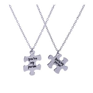 Anhänger Halsketten Du bist meine Person 2 Teil/Set Puzzle Charm Kette Halskette Schmuck Frauen Freunde Liebhaber Paare Freundschaft HalsbandKragenPend