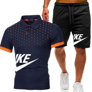 Conjunto de camisa de verão de grife 2022, shorts, roupa esportiva masculina, lapela, manga curta, conjunto de calça jogging casual