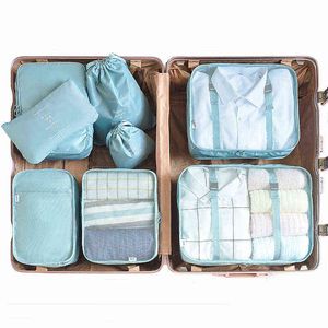 7 pezzi / set Borse portaoggetti da viaggio Home Zipper Cavo dati digitale Organizzatore per abbigliamento Scarpe Bagagli Cubo Valigia Tidy Pouch J220708