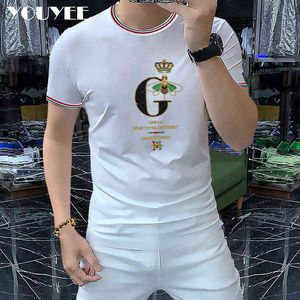 G Letter Bee Haftowe cekinowa koszulka T-shirt męskie koszulki z krótkim rękawem 2022 Nowy O-Neck Mężczyzna Luxury Trendy Man Ubranie 4xl Y220630
