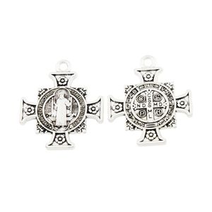 Celtic Cross Charms Silver Medal medalla san benito Antique Silver Quis Et Dues St Michael Charm Pendants L1729 40.2x34.2mm