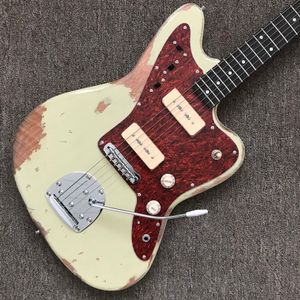 Relic St Electric Guitar, палисандр, марка для розового дерева, Chrome Hardware, 2 P90 пикапы, мост Tremolo, Cream желтый цвет, твердая гитара из красного дерева