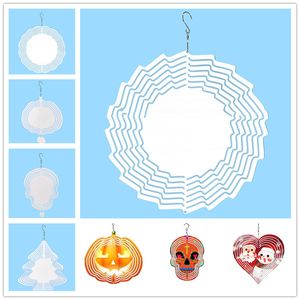 10 polegadas Sublimação Spinner de vento 3D Spinners de vento em alumínio pendurado decoração de jardim para ornamentos de jardim ao ar livre para o Hallween de Natal