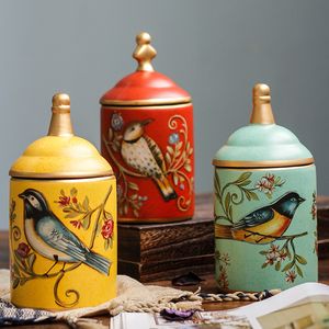 1PCS Retro Ceramic Kitchen Storage Bottles Jars tin Sugar Pot Organizer Painted Tea Caddy storage Jar canister Cans Cooking