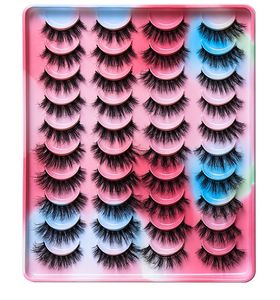 Thick Curly Crisscross 20 Pairs Mink False Eyelashes Set Soft & Vivid Hand Made Reusable Multilayer Messy Fake Lashes Full Strip Eyelash Extensions