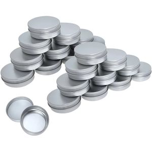 Latas de alumínio recarregáveis ​​Latas de protetor de gado lábio Jarros de garrafa de creme cosmética Caixa de metal redonda 5g 10g 15g 25g 30g 50g 60g 80g 100g