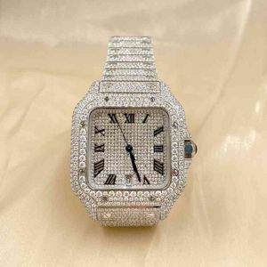 Relógios de designer de alta qualidade Handset Premium Iced Out Branco Moissanite Diamond Moldura Relógio Personalizado para Homens