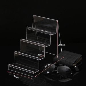 Hooks Rails Clear Plastic Arylic Sun Glasses Holder Wallet Storage Rack Cell Phone Shelf Stand Badrumsorganisatör 4 Tiers Layershooks