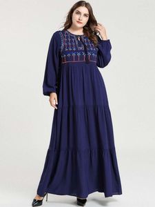 Casual Sukienki Niebieskie Abayas Dla Kobiet Pakistan Turkish Turcja Plus Rozmiar Odzież Islamska Haft Maxi Muzułmańska Duszka Dubaj Kaftan Długa Szata