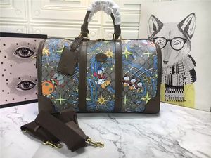 Дизайнерские сумки Luxury Duffly Boston Bag с принтом Beige Ebony Italy Leather 648085 Дорожные сумки Размер: 45*27*23см