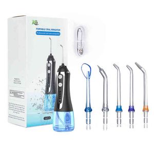 Ag Portable Oral Irrigator USB RECHARGABEABELT VATTEN FLOSSER Dental Water Jet 300 ml 5 Mod Tank Proof Teeth Cleaner 220510