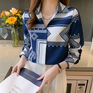 Мода печать женские рубашки женские блузки весенние осень с длинным рукавом рубашки топы Blusas Mujer 220407