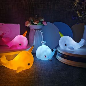 Night Lights Carton LED Whale Light Decorative Eye Protection Bedside Table Lamp Kids Christmas Gift For Animal Decor