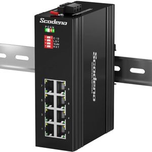Scodeno Industrial 8 Port Gigabit Switch Ethernet Network non gestito per la sorveglianza esterna IoT Industrial Automantion IP40