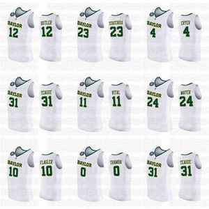 A001 Jared Butler Davion Mitchell Baylor Bears Erkekler 2021 Mart Çılgınlığı Final Four% 100 Nakış Jersey Beyaz Ev