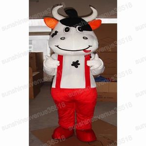 Costume della mascotte della mucca da latte di Halloween Attività di beneficenza dei cartoni animati di alta qualità Costume da festa di compleanno di Natale per adulti unisex
