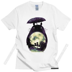 Homen s camisetas Novidade Meu vizinho Totoro Camisetas Para Homens T shirt do lazer do algodão puro O pescoço Anime Japonês Miyazaki Fã de Hayao Camiseta