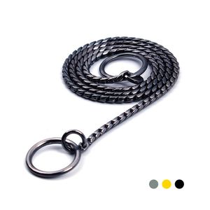 Metall Copper Slip Dog Chains Solid Snake Training Choke Ptype Dog Collars Gold Silver Pet Product For Puppy Big Dog Necklace 2010303030