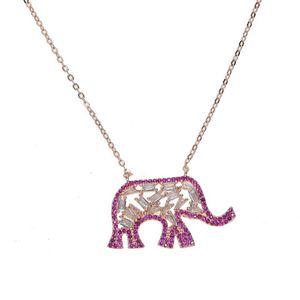 Correntes de alta qualidade fábrica jóias finas provocando zirconia cúbica pendente de animal fofo rosa colorido de color de elefante de charme de moda de moda