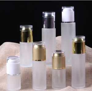 新しいガラス瓶30ml 40ml 40ml 60ml 80ml 80ml 100mlフロステッドガラスボトルローションスプレーポンプ化粧品サンプル収納容器瓶鍋