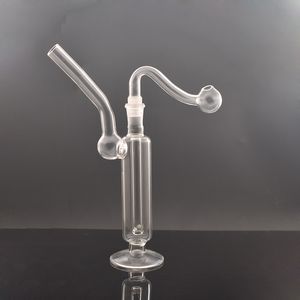 Pipa ad acqua per narghilè Bong con bruciatore a nafta in vetro tascabile con bilanciatore base in Pyrex spesso Riciclatore inebriante trasparente Dab Rig Bong con ciotola per olio