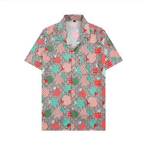 22G Lüks Tasarımcı Gömlekler Erkek Moda Geometrik Baskı Bowling Gömlek Hawaii Çiçek Gündelik Gömlekler Erkekler İnce Fit Kısa Kollu Gevşek Çeşitlilik