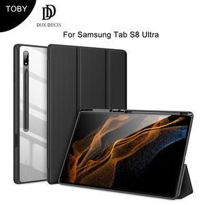 Wholesale s pen for tab a resale online - DUX DUCIS TOBY Series Auto Sleep Wake Tablet PC Cases for for Samsung Tab S8 Ultra X900 X906 Transparent Back Cover With S Pen Holder