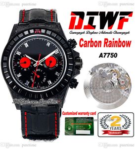 Diwf eta a7750 automatyczny chronograf unisex męski Watch Watch Firmbet Fibre Square Diamond Rame Red Black Dial Skórzany pasek Nylon Super Edition Puretime E5