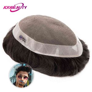 Men Hair Synthetic Toupee Mono Npu Human Wig Indian System Straight Wave piece 's Capillary Prothesis Natural line 0527