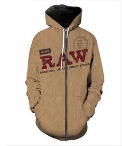 2022 Classic RAW All Over 3D Hoodie Sweatshirts Uniform Men Women Hoodies College Clothing Tops Outerwear Zipper Coat Outfit H023