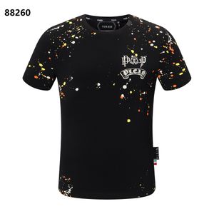 PLEIN BEAR męskie koszulki z okrągłym dekoltem SS kamienie palce Rhinestone czaszka męska koszulka klasyczna wysokiej jakości hiphopowy sweter Tshirt top na co dzień Tees PB 16628