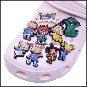 Shoe Parts Accessories Shoes Wholesale Rugrats Cartoon Character Charms For clog Pvc Soft Rubber Xmas Gift Sandals mix randomly