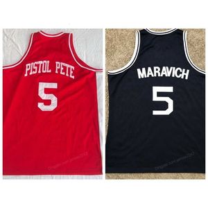 Nikivip Pete Maravich #5 Daniel High School Basketball Jersey Stitched Red Blue Any Size 2XS-3XL 4XL 5XL Retro Vest Jerseys