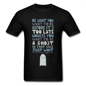 T-shirts Rolig 2022 Motivational Speaker Cartoon Ghost Casual Tee Tröja Mans toppar Kortärmad Män Svart T-shirt Quote Print