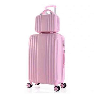 '' İnç abspc bagaj seti seyahat kadın bavul üzerinde tekerlekler kozmetik çantası ile kabin taşıyor Öğrenci J220708 J220708