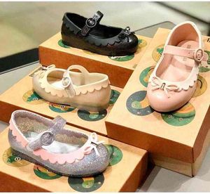 Новейшие мини-прозрачные туфли принцессы Мелиссы, модные балетки с бантом для девочек, яркие туфли высокого качества, детские сандалии HMI031 G220523